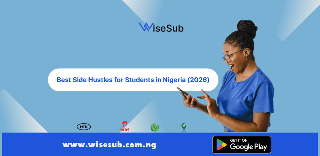 Nigerian university student running a side hustle on a smartphone between lectures
